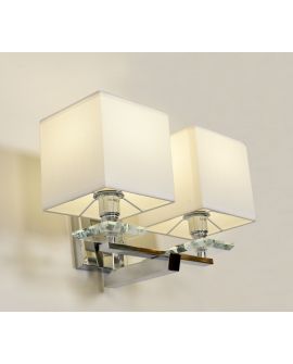 LAMPA ŚCIENNA KINKIET Z BIAŁYMI ABAŻURAMI FIANELO W2 LUMINA DECO