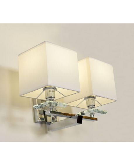 LAMPA ŚCIENNA KINKIET Z BIAŁYMI ABAŻURAMI FIANELO W2 LUMINA DECO