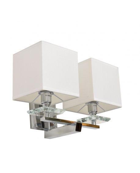 LAMPA ŚCIENNA KINKIET Z BIAŁYMI ABAŻURAMI FIANELO W2 LUMINA DECO