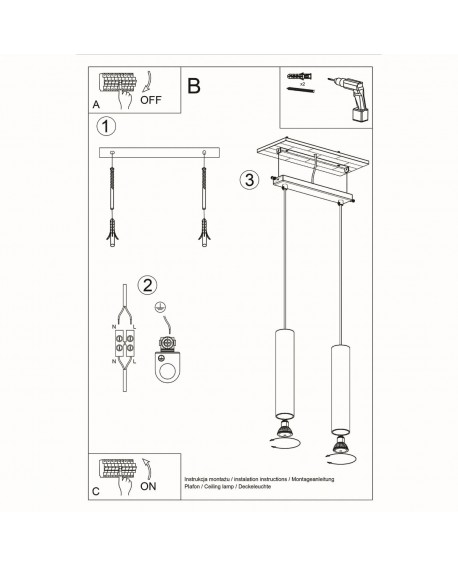 Lampa wisząca LAGOS 2 czarny Sollux SL.0328