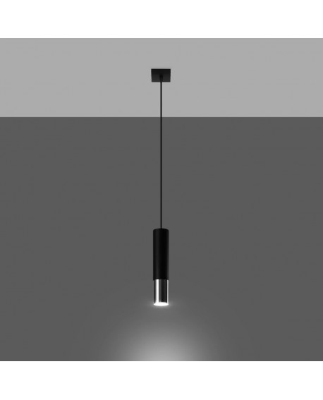 Lampa wisząca LOOPEZ 1 czarny/chrom Sollux SL.0940