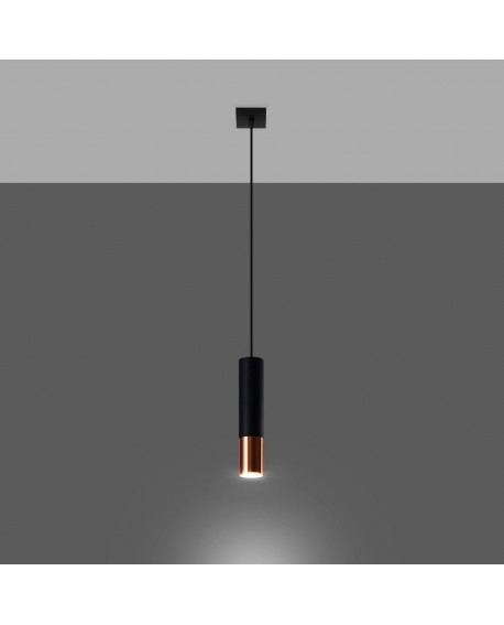 Lampa wisząca LOOPEZ 1 czarny/miedź Sollux SL.0946