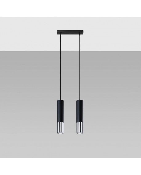 Lampa wisząca LOOPEZ 2 czarny/chrom Sollux SL.0941