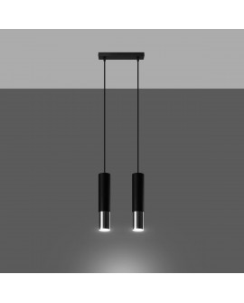 Lampa wisząca LOOPEZ 2 czarny/chrom Sollux SL.0941