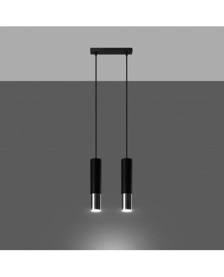 Lampa wisząca LOOPEZ 2 czarny/chrom Sollux SL.0941