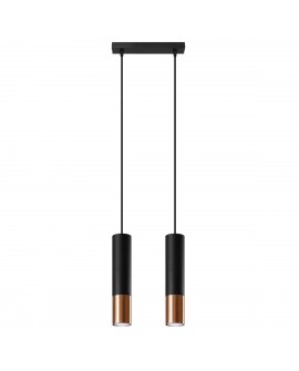 Lampa wisząca LOOPEZ 2 czarny/miedź Sollux SL.0947