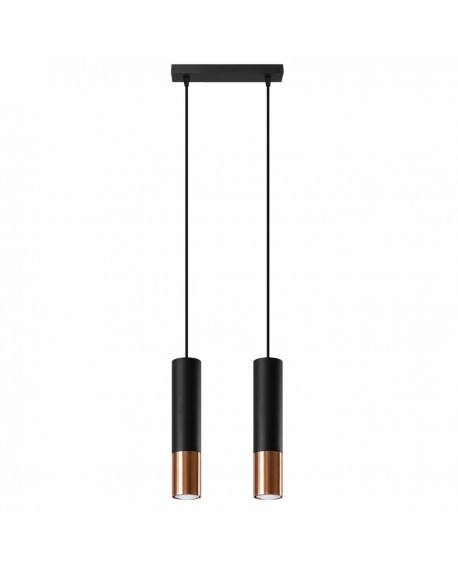 Lampa wisząca LOOPEZ 2 czarny/miedź Sollux SL.0947