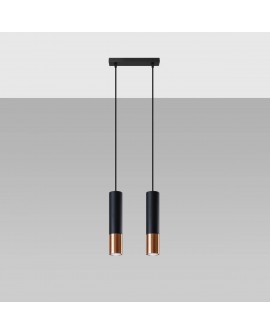 Lampa wisząca LOOPEZ 2 czarny/miedź Sollux SL.0947