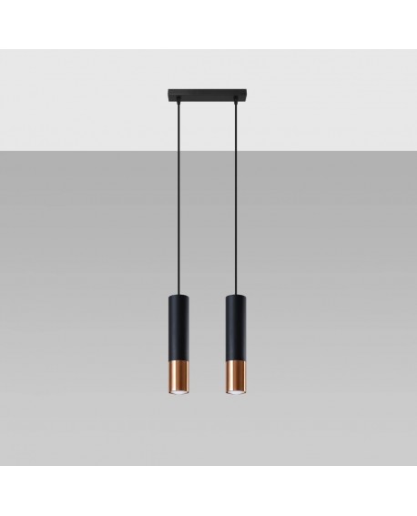 Lampa wisząca LOOPEZ 2 czarny/miedź Sollux SL.0947