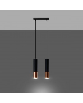 Lampa wisząca LOOPEZ 2 czarny/miedź Sollux SL.0947