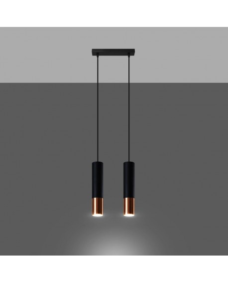 Lampa wisząca LOOPEZ 2 czarny/miedź Sollux SL.0947