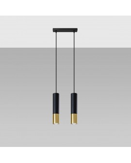 Lampa wisząca LOOPEZ 2 czarny/złoty Sollux SL.0953
