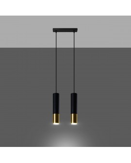 Lampa wisząca LOOPEZ 2 czarny/złoty Sollux SL.0953