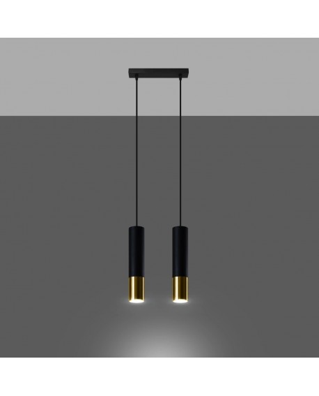 Lampa wisząca LOOPEZ 2 czarny/złoty Sollux SL.0953