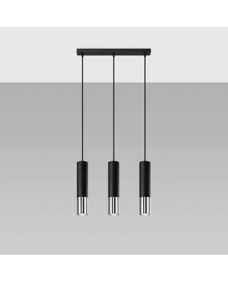 Lampa wisząca LOOPEZ 3L czarny/chrom Sollux SL.0942