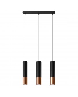 Lampa wisząca LOOPEZ 3L czarny/miedź Sollux SL.0948