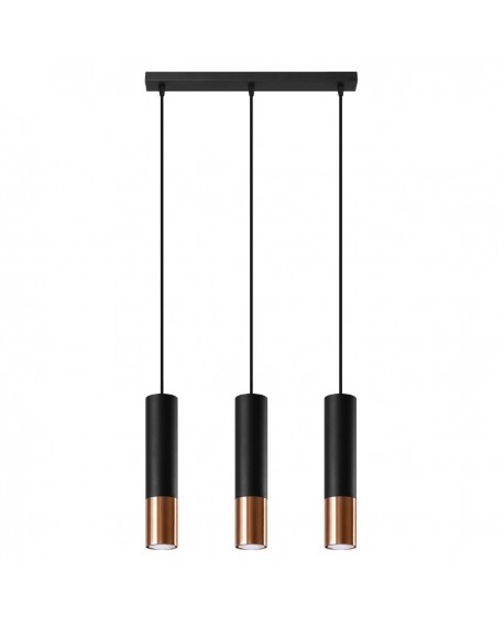 Lampa wisząca LOOPEZ 3L czarny/miedź Sollux SL.0948