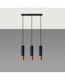 Lampa wisząca LOOPEZ 3L czarny/miedź Sollux SL.0948