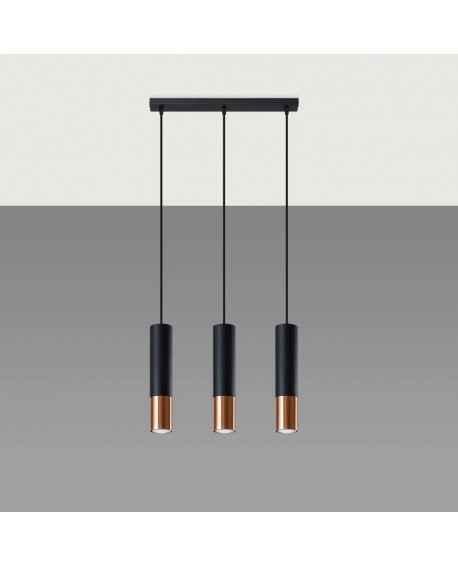 Lampa wisząca LOOPEZ 3L czarny/miedź Sollux SL.0948