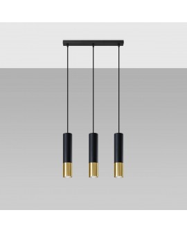Lampa wisząca LOOPEZ 3L czarny/złoty Sollux SL.0954