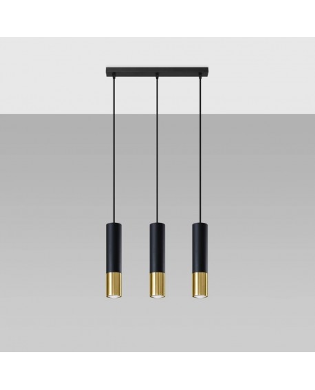 Lampa wisząca LOOPEZ 3L czarny/złoty Sollux SL.0954