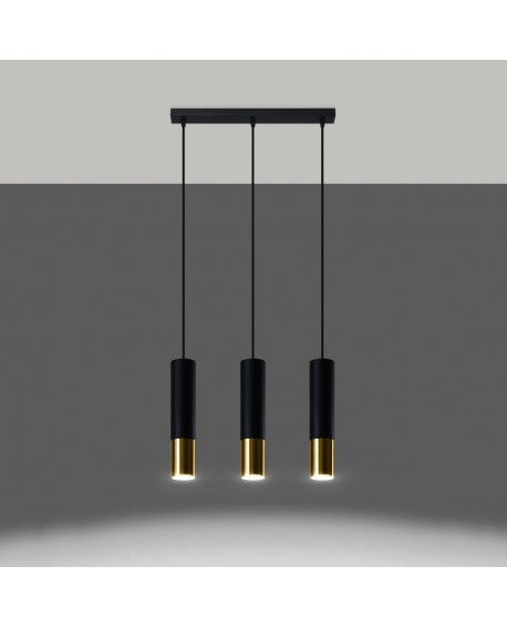 Lampa wisząca LOOPEZ 3L czarny/złoty Sollux SL.0954