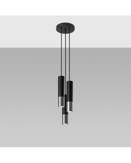 Lampa wisząca LOOPEZ 3P czarny/chrom Sollux SL.0943