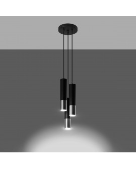 Lampa wisząca LOOPEZ 3P czarny/chrom Sollux SL.0943