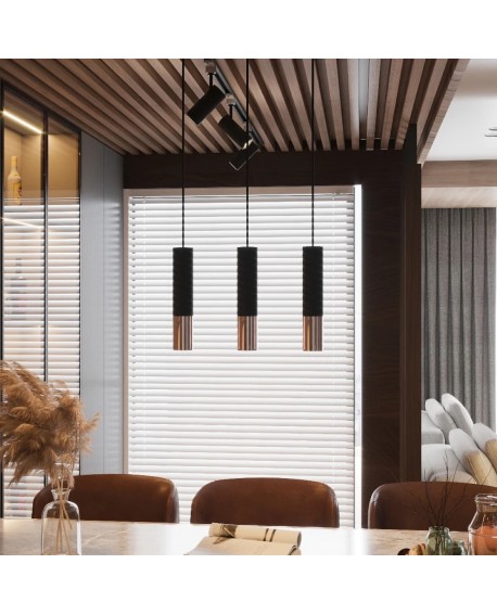 Lampa wisząca LOOPEZ 3P czarny/miedź Sollux SL.0949