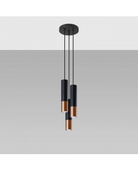 Lampa wisząca LOOPEZ 3P czarny/miedź Sollux SL.0949