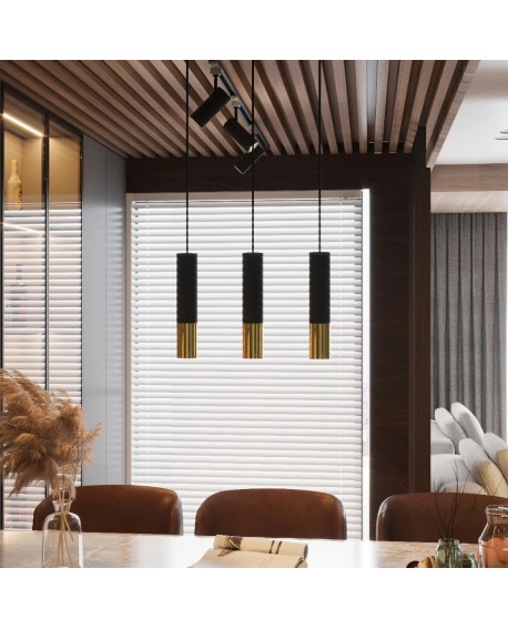 Lampa wisząca LOOPEZ 3P czarny/złoty Sollux SL.0955