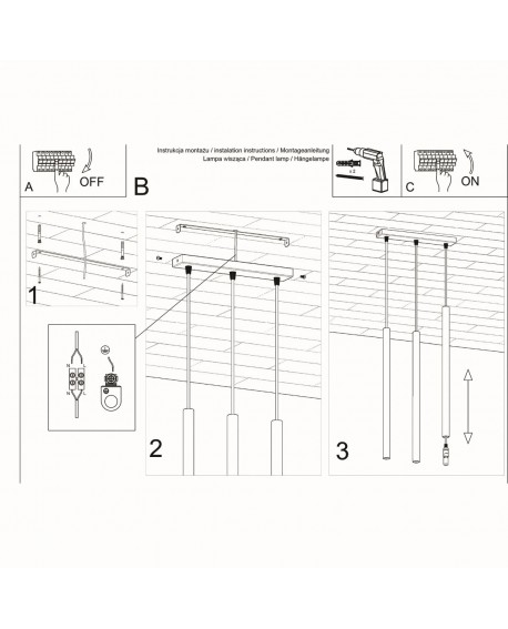 Lampa wisząca PASTELO 3 czarna Sollux SL.0470