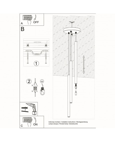 Lampa wisząca PASTELO 3P czarna Sollux SL.0471
