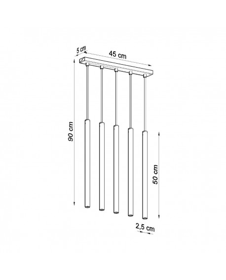 Lampa wisząca PASTELO 5 czarna Sollux SL.0472