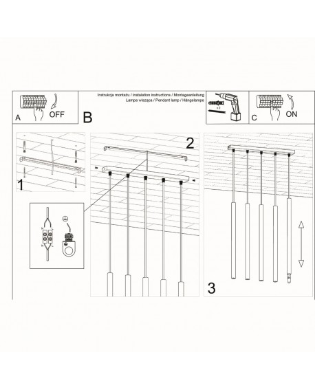 Lampa wisząca PASTELO 5 czarna Sollux SL.0472
