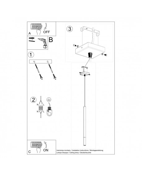 Lampa wisząca MOZAICA 1 czarny/chrom Sollux SL.0885