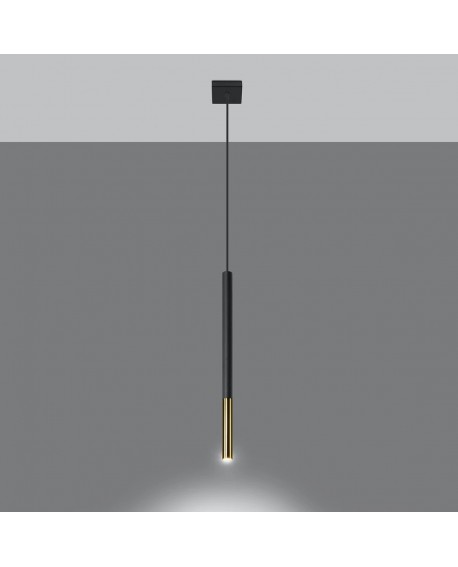 Lampa wisząca MOZAICA 1 czarny/złoto Sollux SL.0891