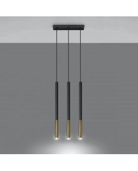 Lampa wisząca MOZAICA 3L czarny/złoto Sollux SL.0892