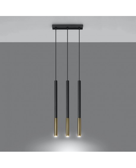 Lampa wisząca MOZAICA 3L czarny/złoto Sollux SL.0892