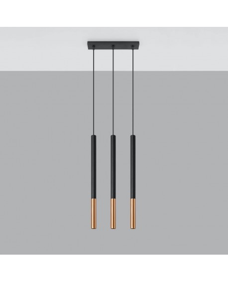Lampa wisząca MOZAICA 3L czarny/miedź Sollux SL.0889