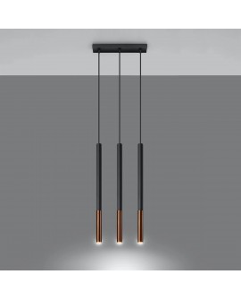 Lampa wisząca MOZAICA 3L czarny/miedź Sollux SL.0889