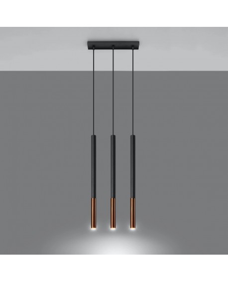 Lampa wisząca MOZAICA 3L czarny/miedź Sollux SL.0889