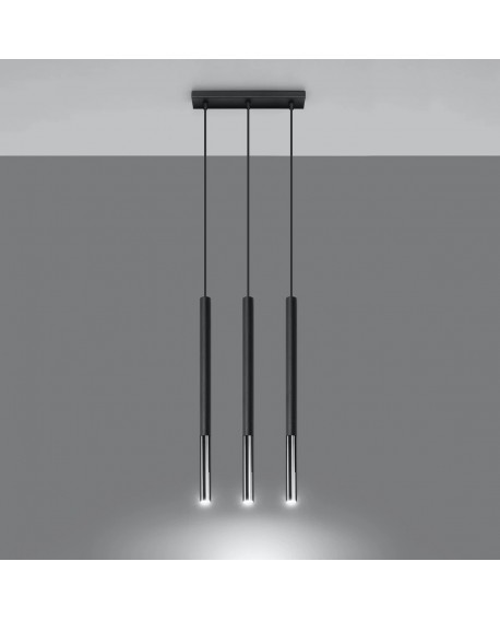 Lampa wisząca MOZAICA 3L czarny/chrom Sollux SL.0886
