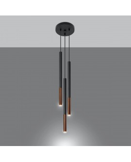 Lampa wisząca MOZAICA 3P czarny/miedź Sollux SL.0890
