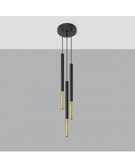 Lampa wisząca MOZAICA 3P czarny/złoto Sollux SL.0893