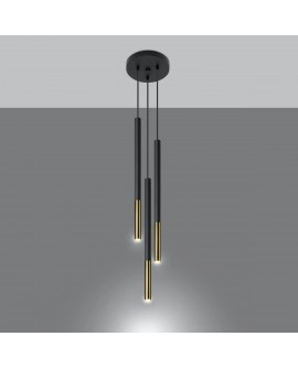 Lampa wisząca MOZAICA 3P czarny/złoto Sollux SL.0893