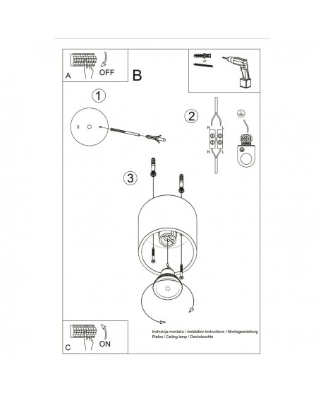 Plafon ORBIS 1 czarny Sollux SL.0016