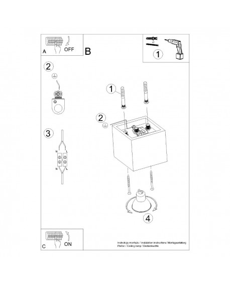 Plafon QUAD 1 szary Sollux SL.0024