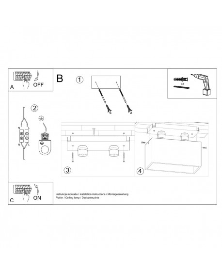 Plafon QUAD MAXI czarny Sollux SL.0381