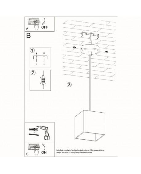 Lampa wisząca QUAD 1 czarny Sollux SL.0060
